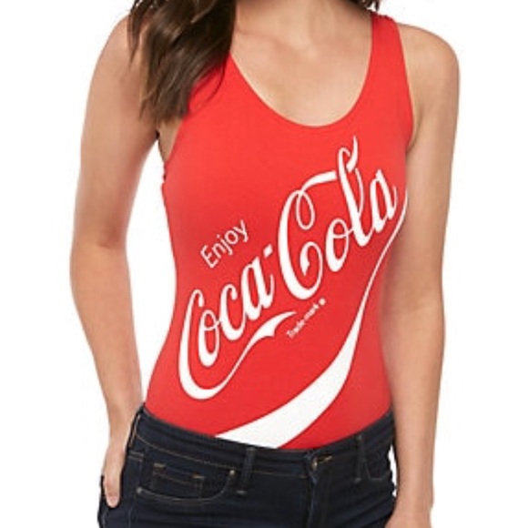 Coco Cola Logo Red Sleeveless Tight Bodysuit - Picture 1 of 7